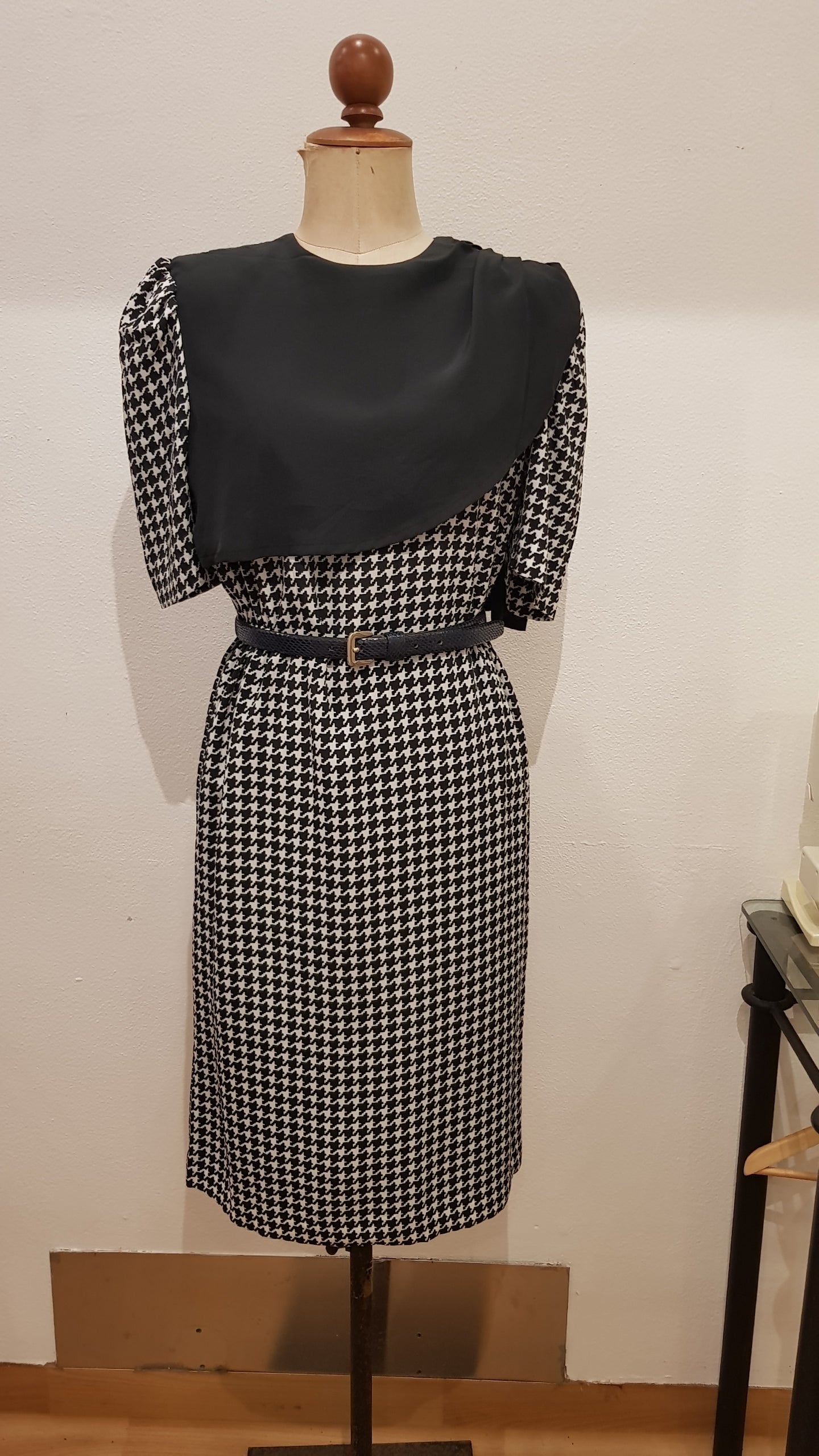 1970's Vintage "houndstooth checked dress" by Yora