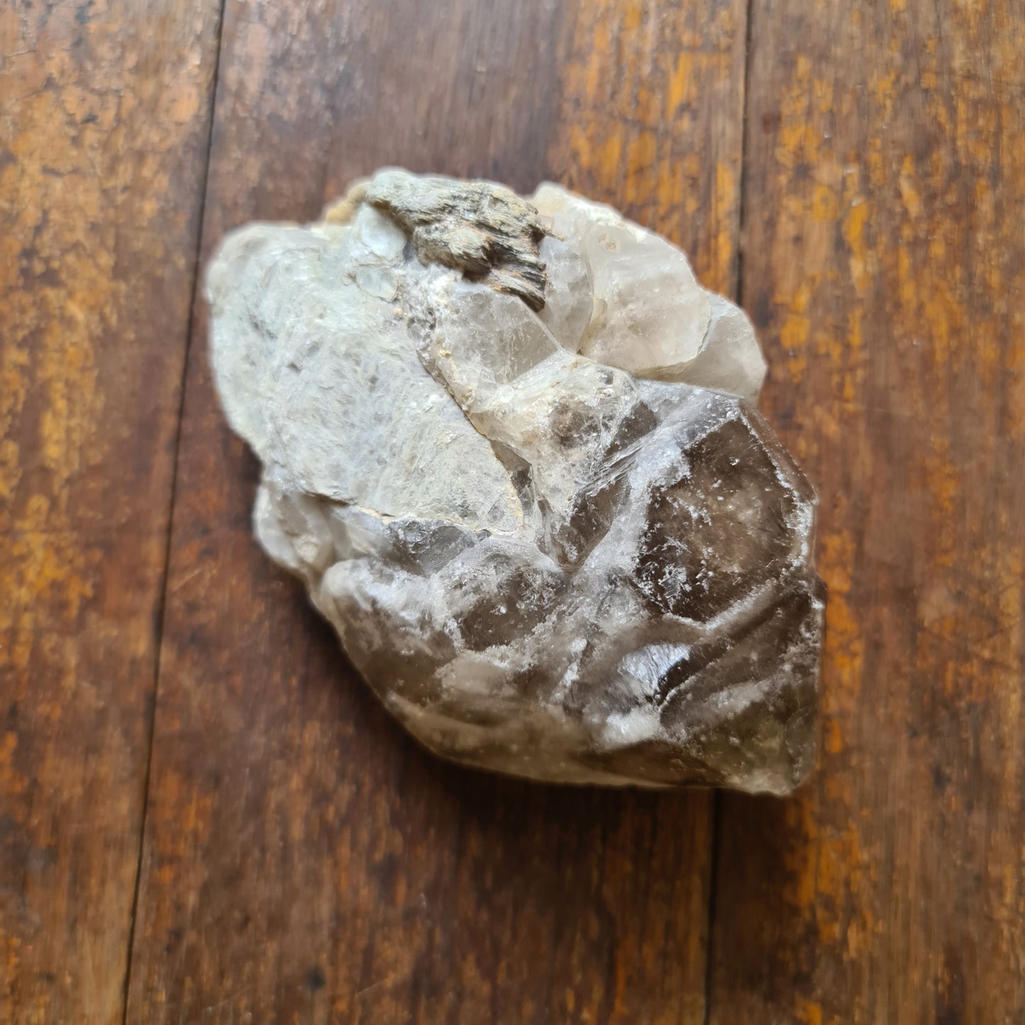 Elestial Smoky Quartz Crystal with Muscovite (Mica) deposit
