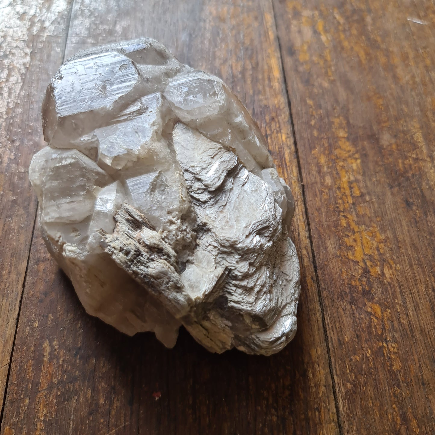 Elestial Smoky Quartz Crystal with Muscovite (Mica) deposit