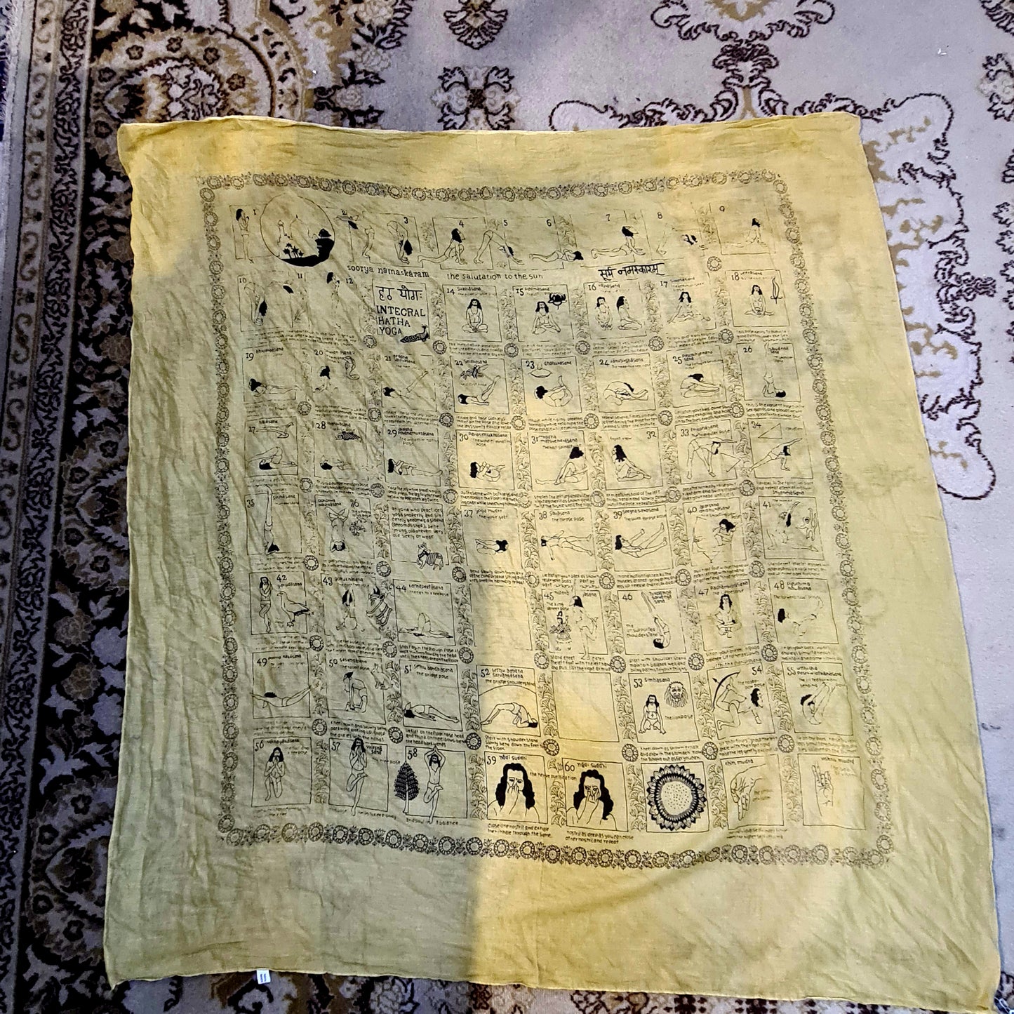 Intecral Hatha Yoga poses 100% Cotton Scarf (2 shapes)