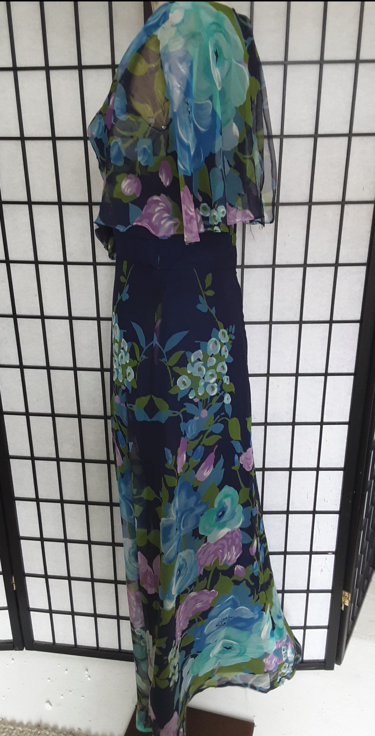 1970s Vintage floral maxi Dress by En-Ka Fashions Sydney