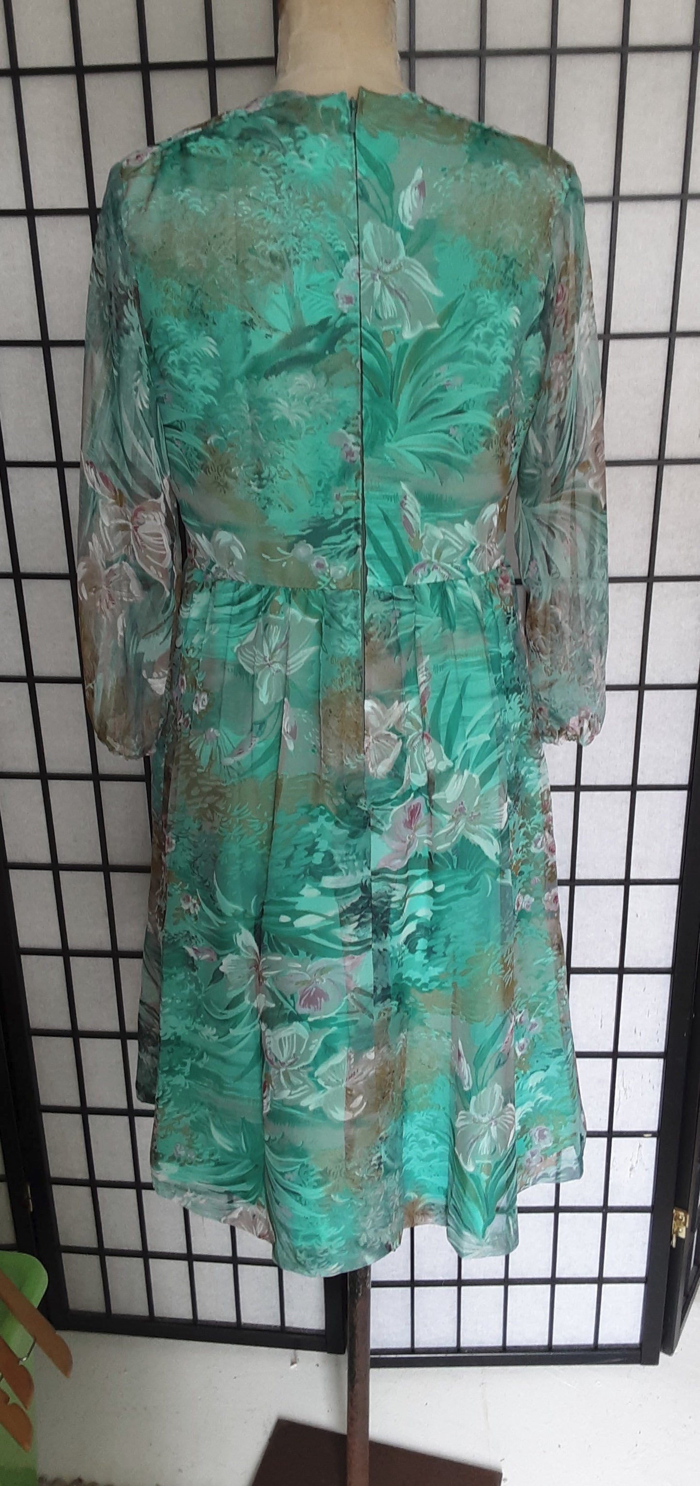 1970's Handmade Vintage Dress in Aqua Approx Size 8-10
