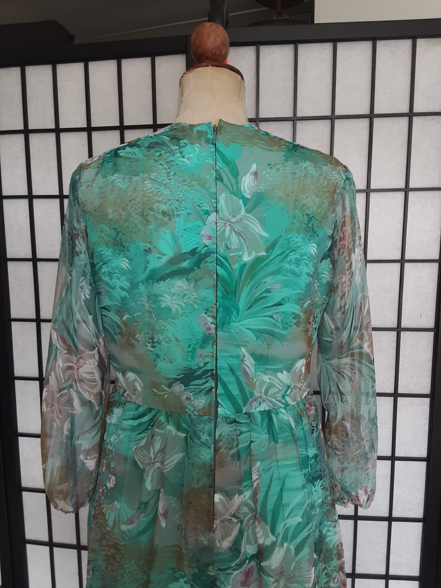 1970's Handmade Vintage Dress in Aqua Approx Size 8-10