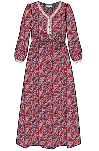 Mixed Berry Floral Midaxi Dress by Brakeburn