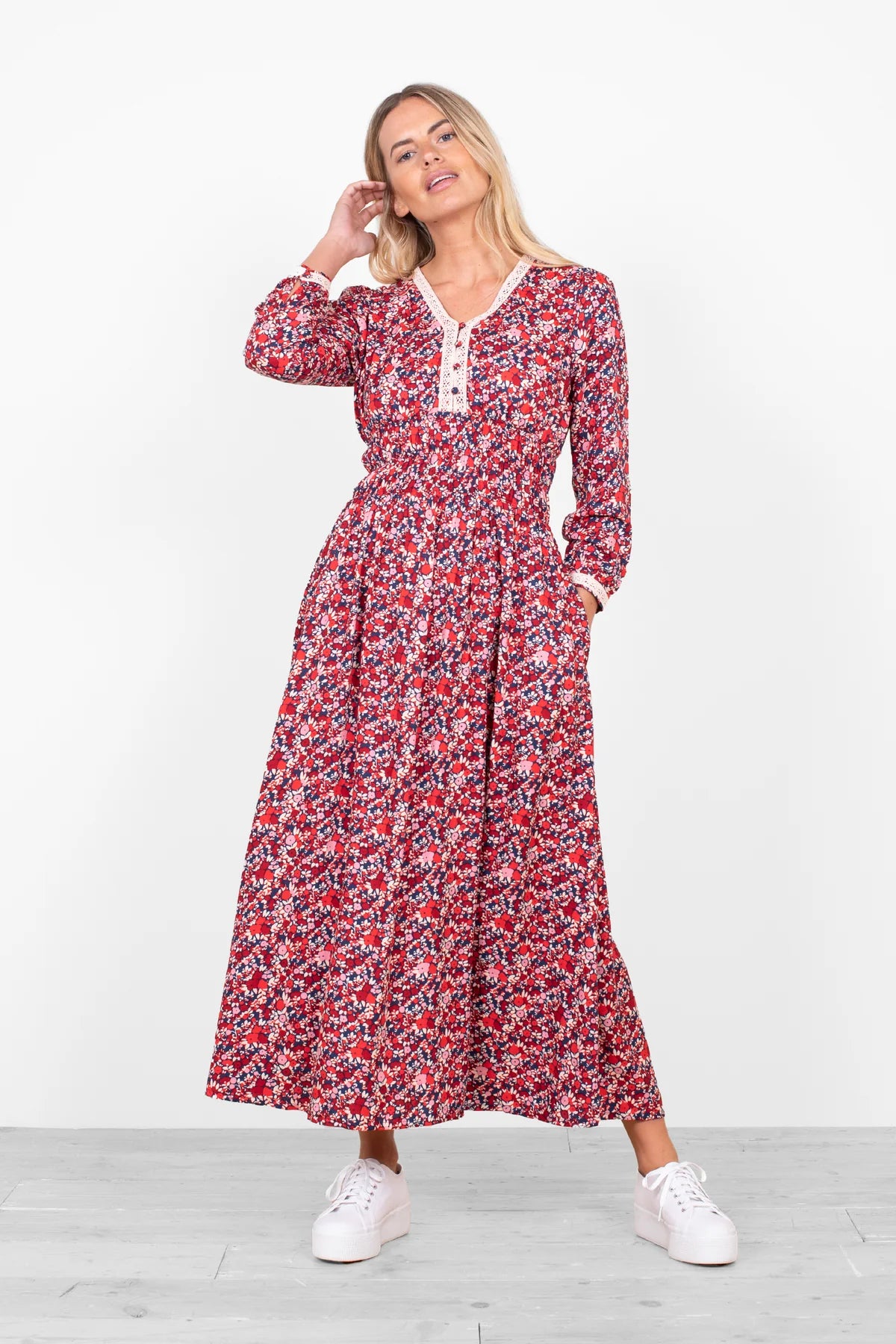 Mixed Berry Floral Midaxi Dress by Brakeburn