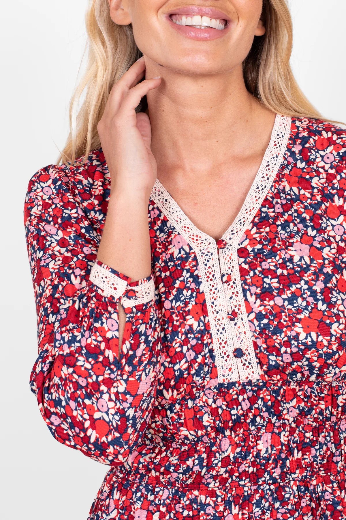 Mixed Berry Floral Midaxi Dress by Brakeburn