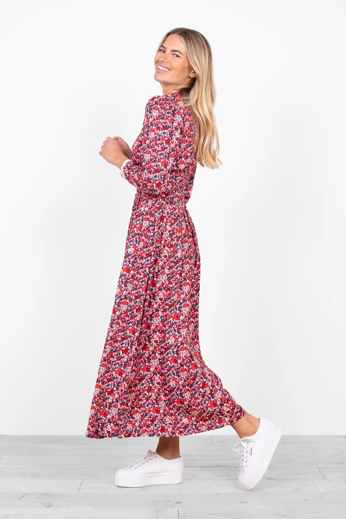 Mixed Berry Floral Midaxi Dress by Brakeburn