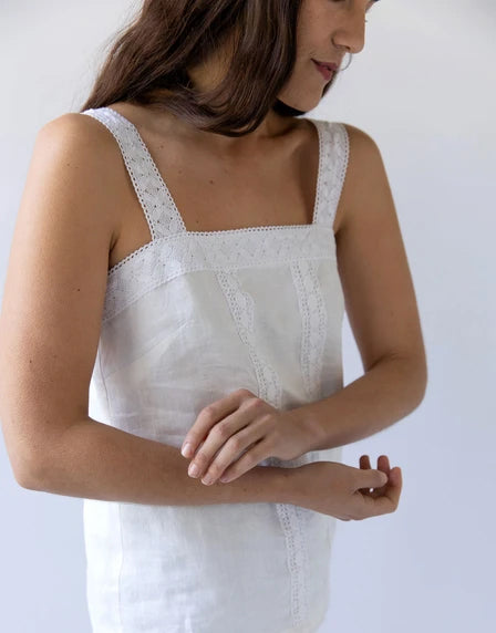 Delphine lace top in Warm White SZ XL by Lazybones LAST ONE!