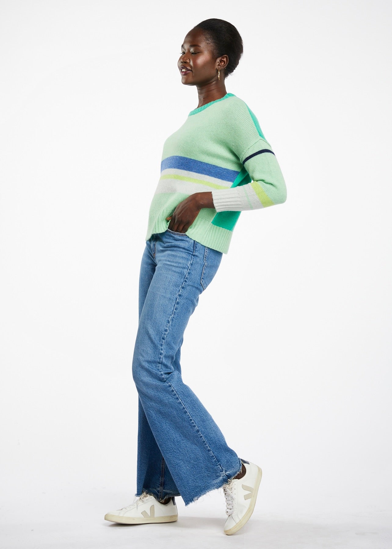 Stripe Detail Jumper in Sage by LD+Co