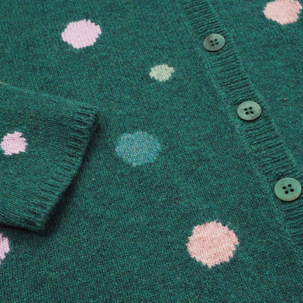 CONCORD Lamb Spot Cardigan in DARK GREEN by Mansted DK April