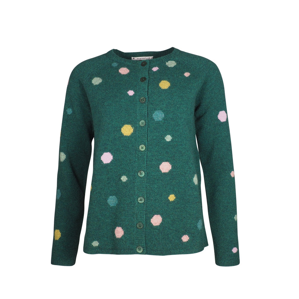 CONCORD Lamb Spot Cardigan in DARK GREEN by Mansted DK April