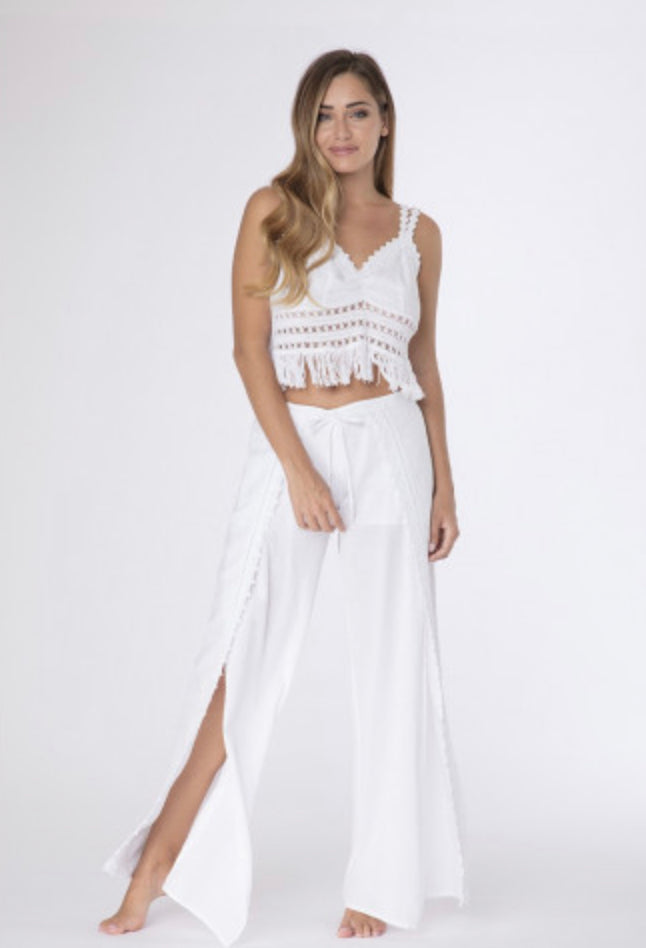 Juliette Pantalon in White EUR M by La Cotenniere of France