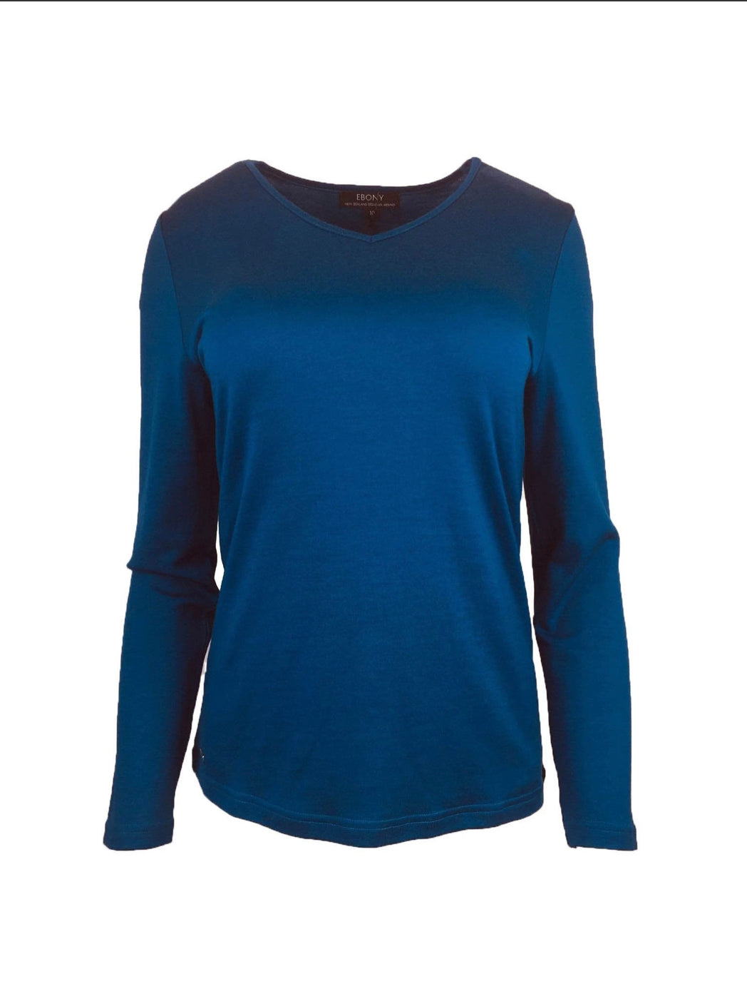 100% Merino Wool V-Neck LS Top by Ebony LAST ONES