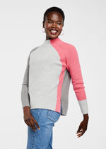 Tri Colour Funnel Cotton Sweater in Marle by LD+Co