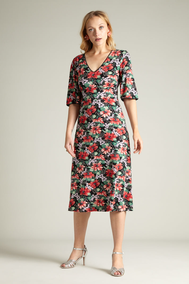 Shiloh Dress Pacifica in Black EUR L by King Louie LAST ONE!