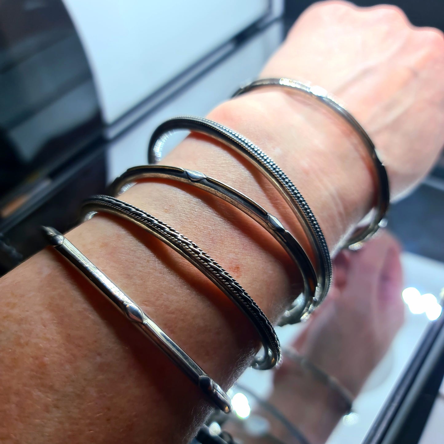 Pattered Silver bangles