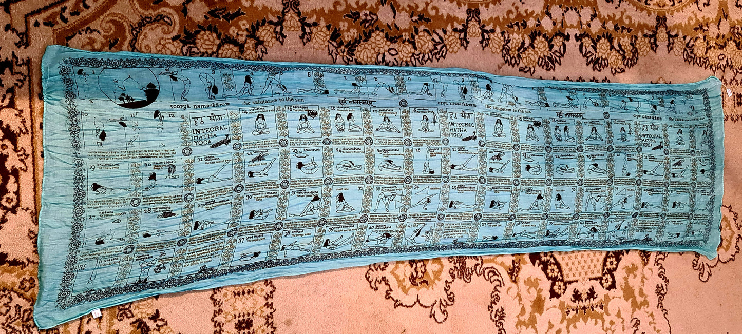 Intecral Hatha Yoga poses 100% Cotton Scarf (2 shapes)