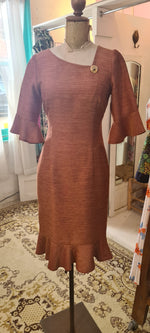 1960's Handmade Vintage Dress in Rose = Sz 8