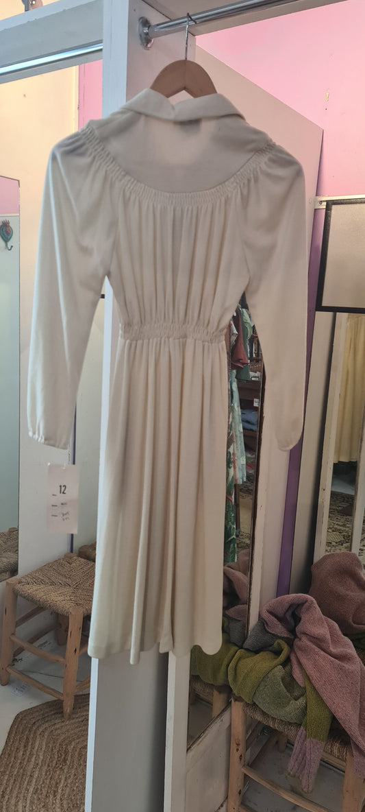1970 Vintage Girls Dress in Cream (Size G12) by Eve