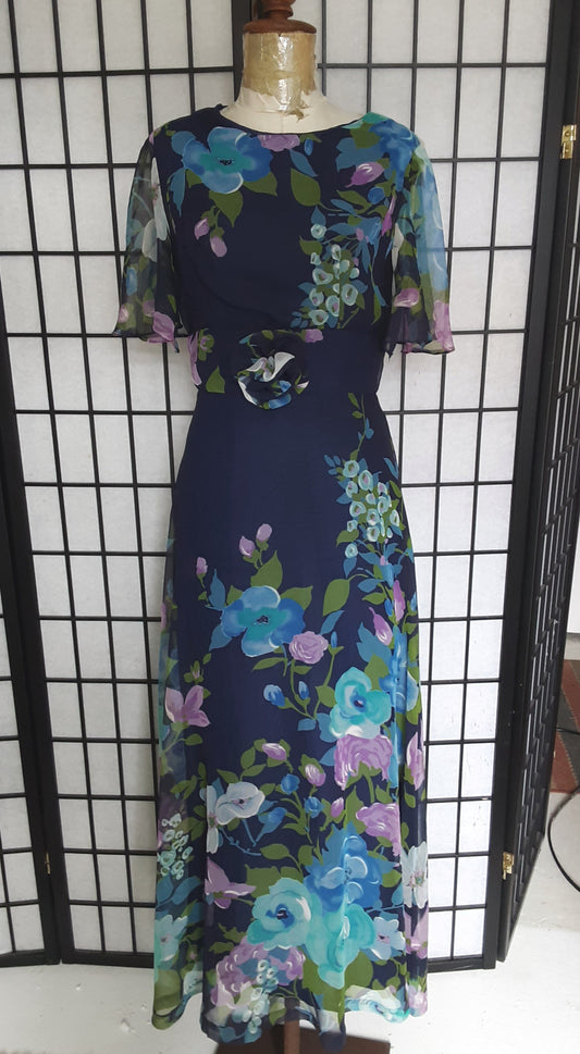 1970s Vintage floral maxi Dress by En-Ka Fashions Sydney