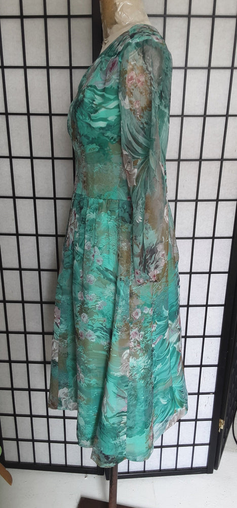 1970's Handmade Vintage Dress in Aqua Approx Size 8-10