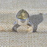 Citrine Teardrop faceted Ring in 925 Silver (Sz 8) by Stones & Silver