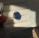 Sodalite Round flat Cabochon 925 Silver (Sz7.5) ring by Stones & Silver