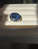 Sodalite Round flat Cabochon 925 Silver (Sz7.5) ring by Stones & Silver