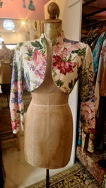 Vintage 1980s Expo Floral Cotton Bolero Jacket Size 8