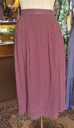 Faye Skirt Long Burgundy Small Pink polka dot (UK10) by Emily and Fin LAST ONE!