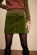 Caroll Mini Skirt in Olive Green EUR XS by King Louie LAST ONE!