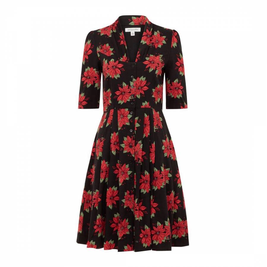 Rose Dress in Christmas Poinsettia print (UK 10) by Emily and Fin LAST ONE!