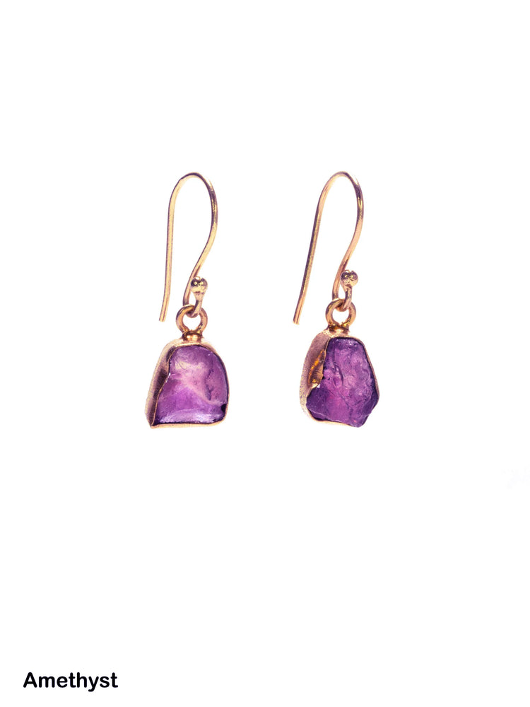 Gold plated Luxe Brass single drop crystal earings (Various crystals available)