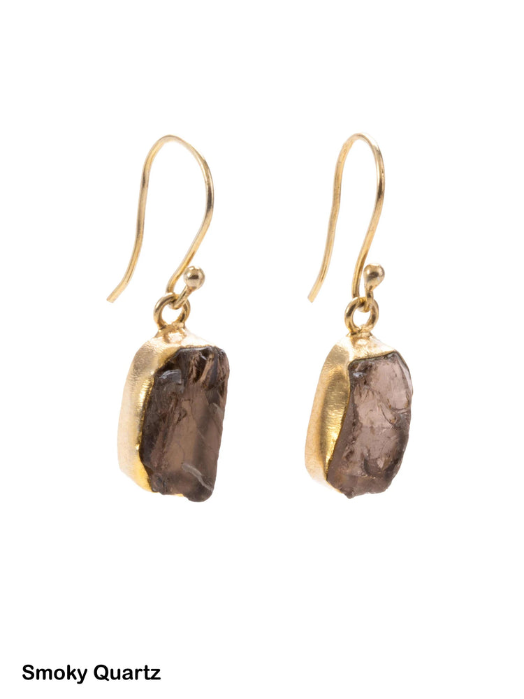 Gold plated Luxe Brass single drop crystal earings (Various crystals available)