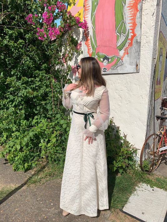 1970s Vintage Cream Wedding Dress Approx Sz 10 by Jinoel of Mebourne