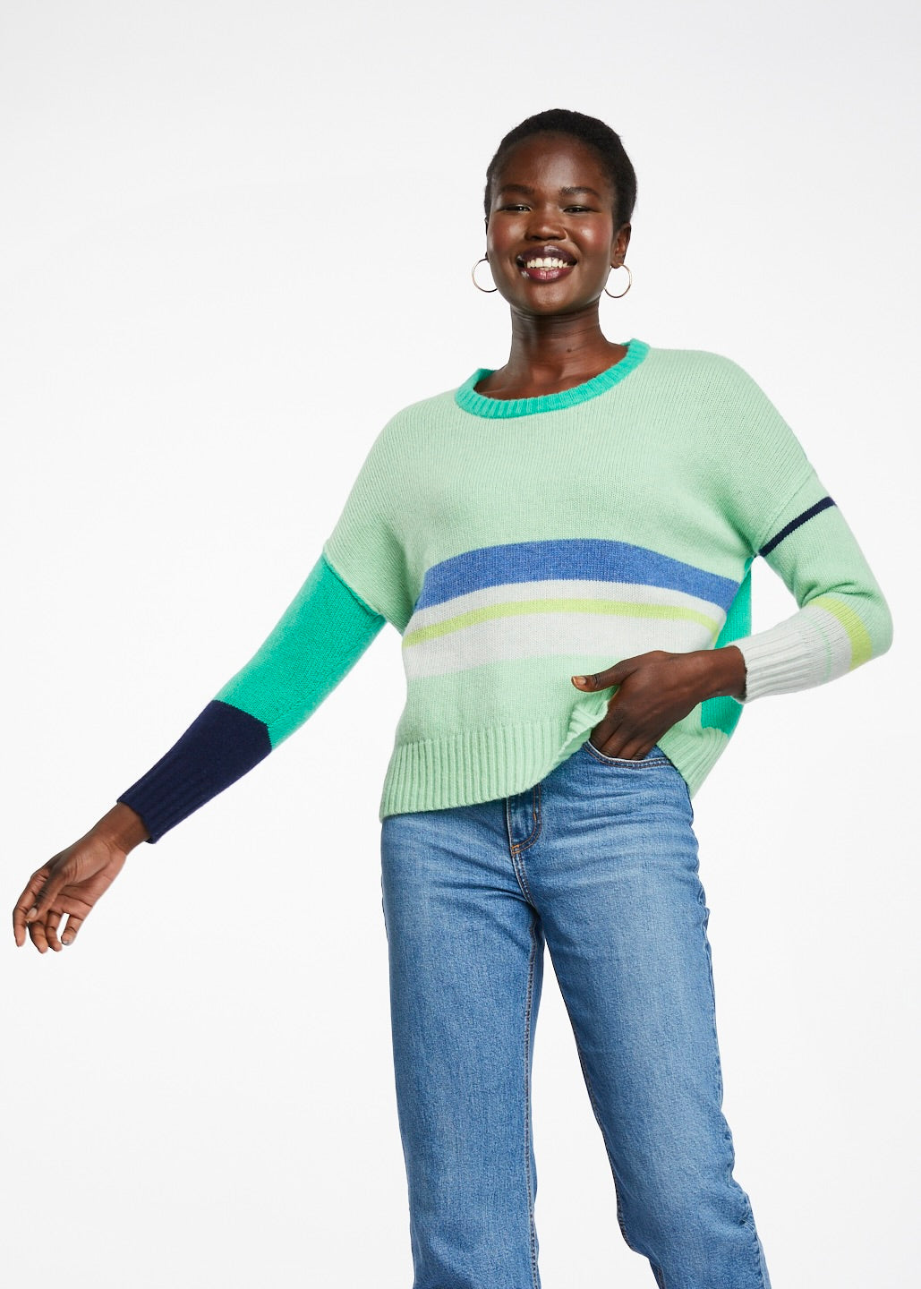 Stripe Detail Jumper in Sage by LD+Co