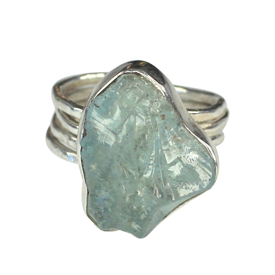 Le Grands raw Aquamarine Ring in Silver by Lisa Carney