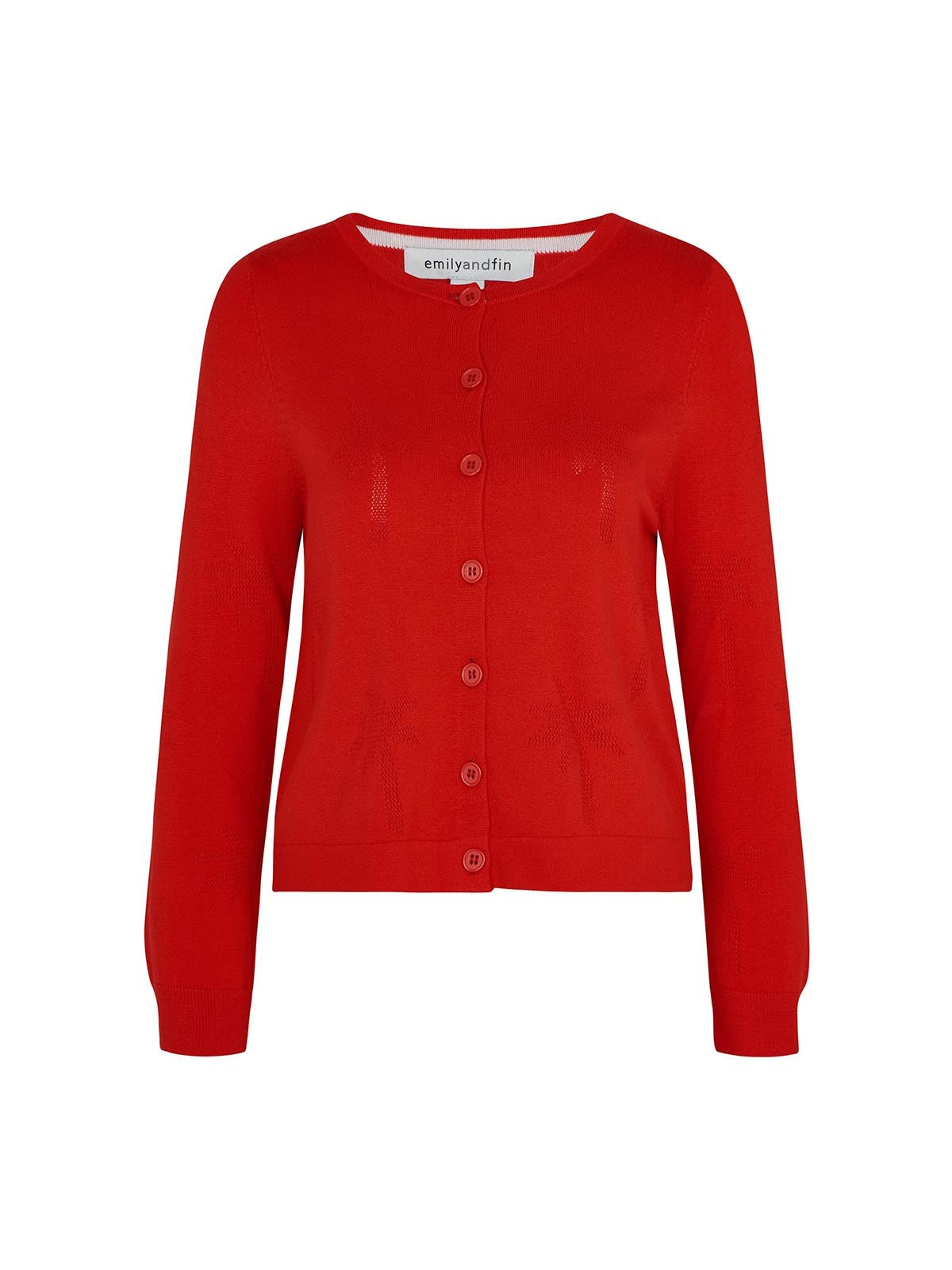 Pointelle Cardi Lily Palm Tree in Red, Green & Bright Blue by Emily & Fin