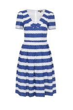 Matilda Dress in Navy Spots & Stripe by Emily and Fin