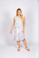 Palm print loose fit dress (size 2 = 12-14) by Namastai