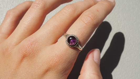 Amethyst silver ring - size 9
