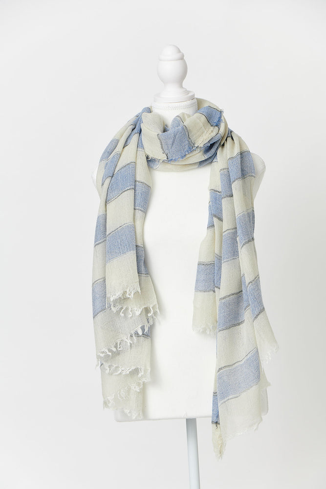 Wide stripe Wool Blend Scarf (4 colour options) by Namastai