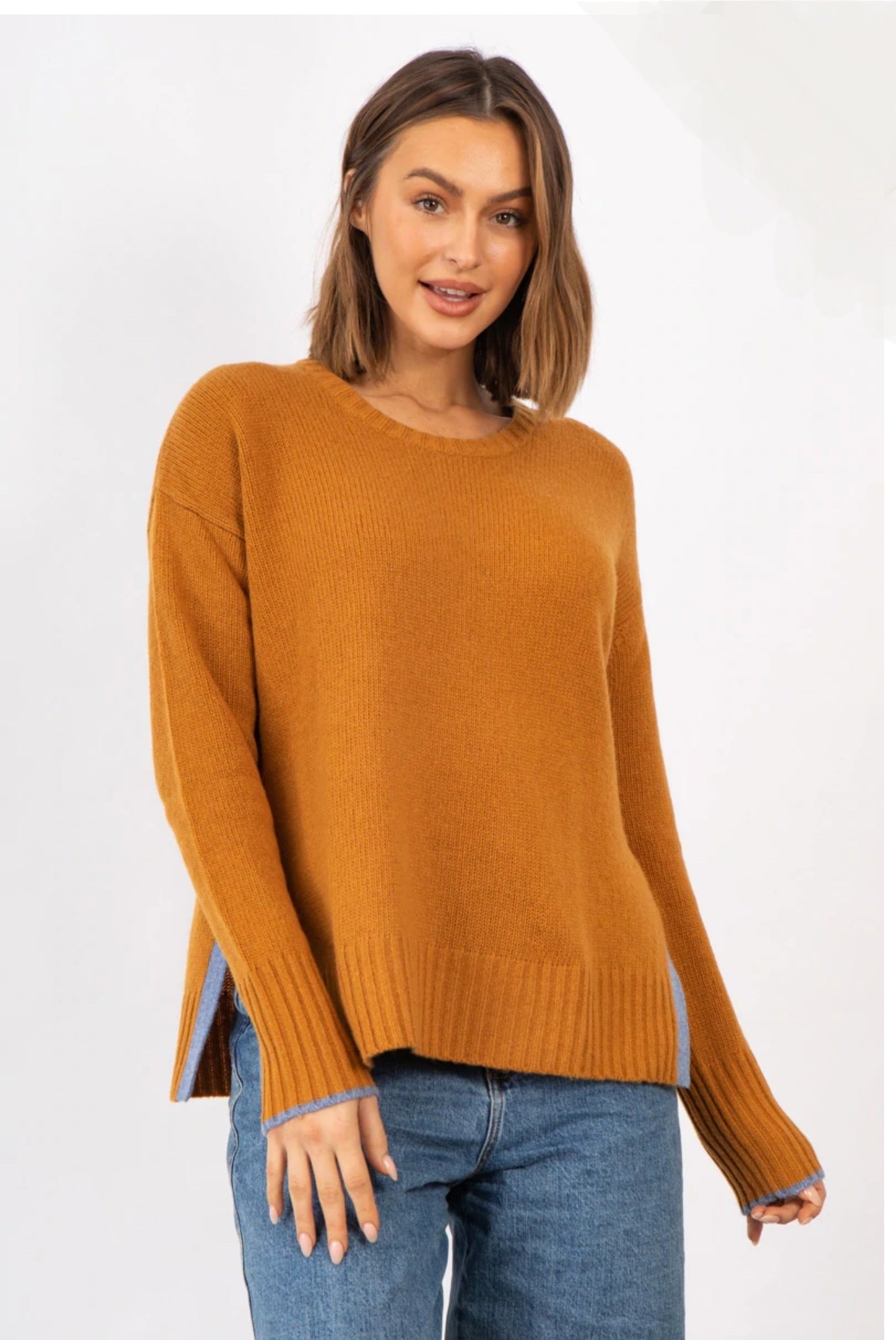 SPLIT DETAIL CREW in GINGER SZ S by LD+Co LAST ONE!