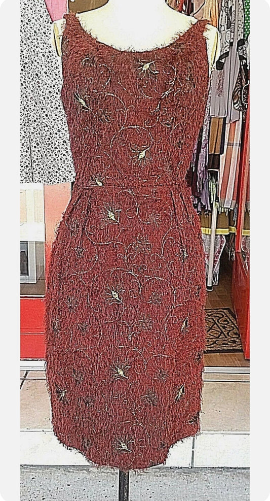 1960's Vintage evening wiggle Dress in Burgundy by Camille Lee of Melbourne