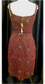 1960's Vintage evening wiggle Dress in Burgundy by Camille Lee of Melbourne