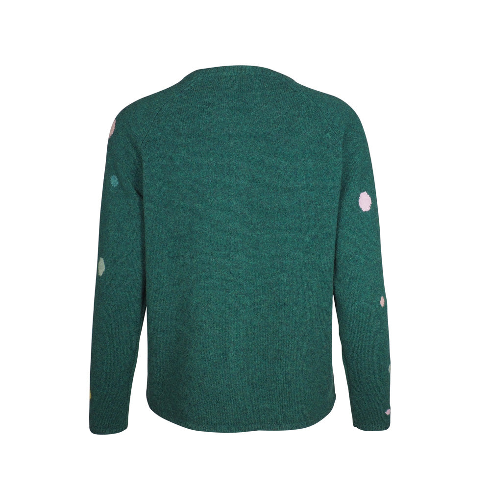 CONCORD Lamb Spot Cardigan in DARK GREEN by Mansted DK April