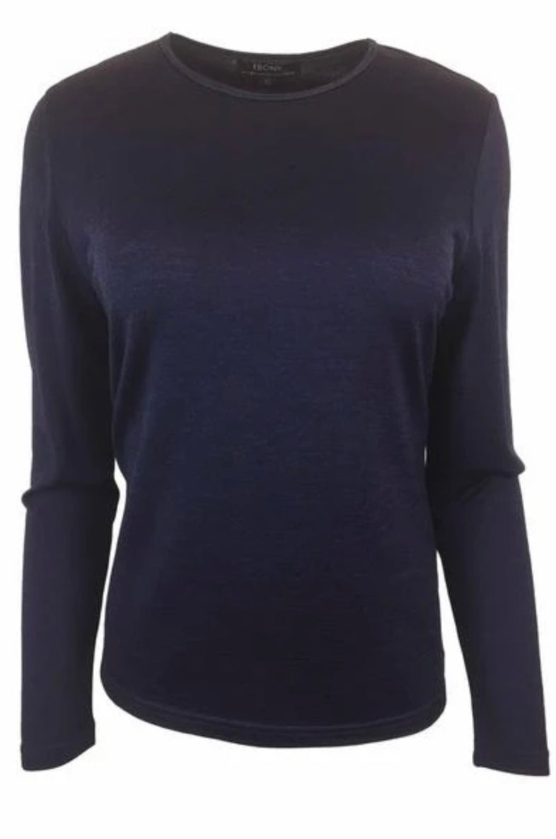 100% Merino Wool Crew Neck LS Tops by Ebony NZ Limited Stock