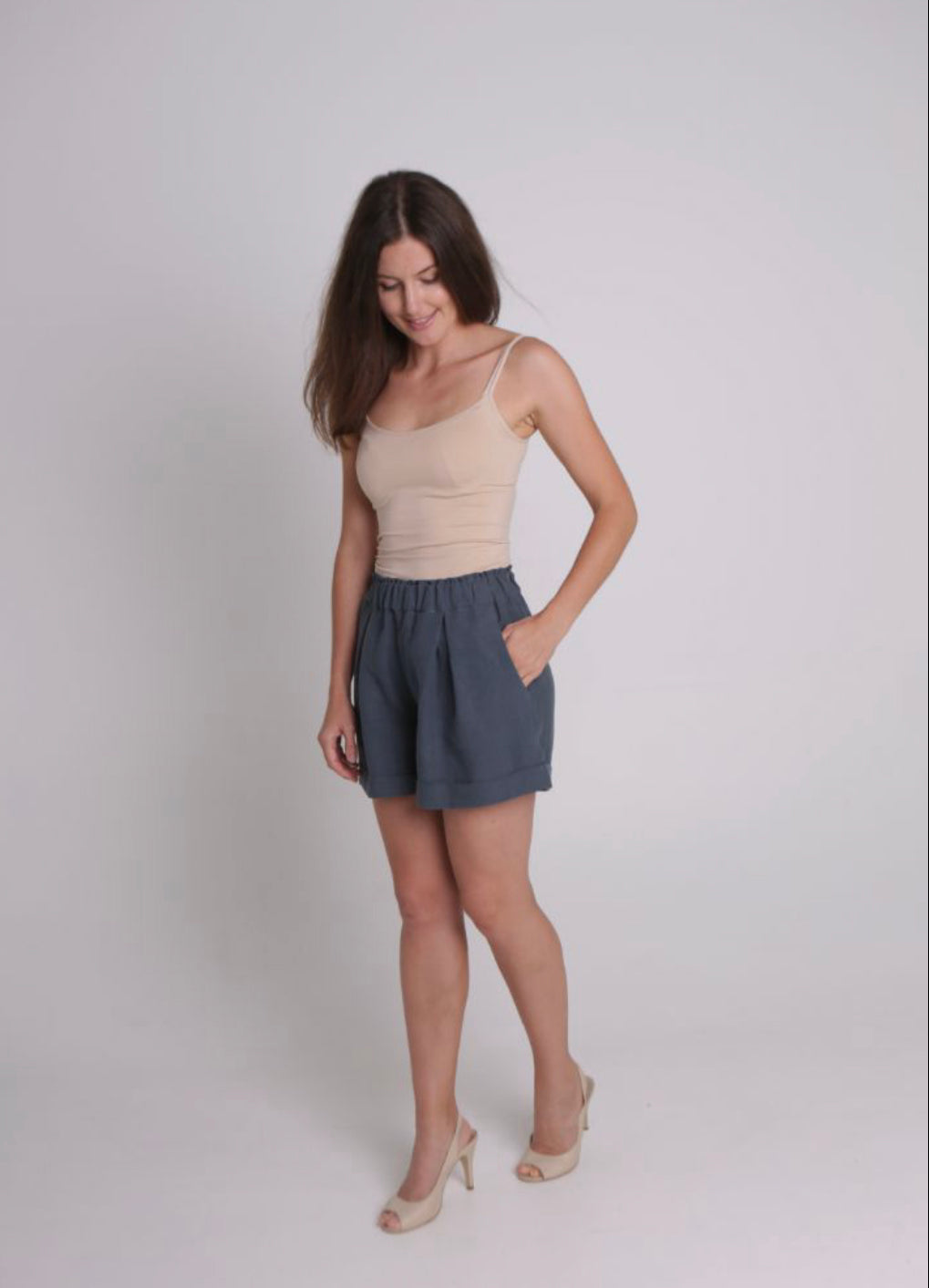 Boronia Shorts in Deep Teal Linen SZ SX by Devina Louise LAST ONE!