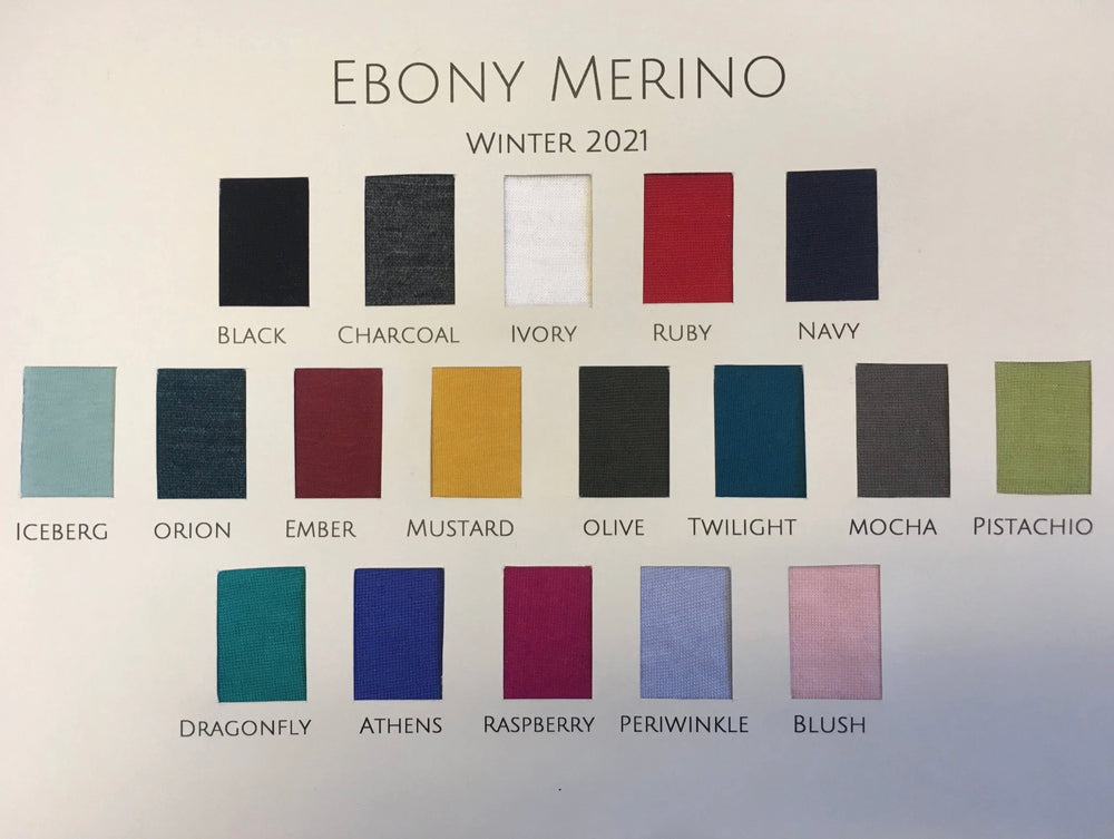 Ebony Merino Wool Crew Neck LS Tops - Assorted colour options