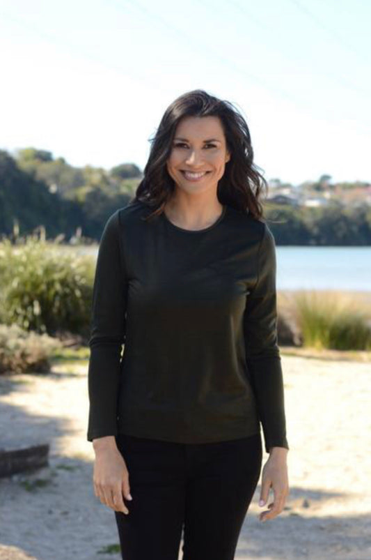 100% Merino Wool Crew Neck LS Tops by Ebony NZ Limited Stock